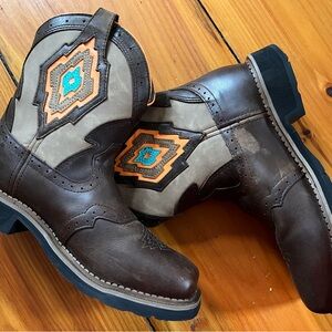 Justin’s Brown Western composite square toe waterproof slip resistant Boots